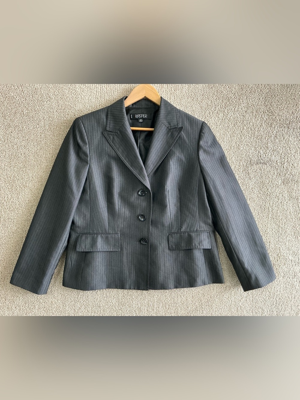 Kasper Women's Dark Gray Pinstripe Tailored Blazer